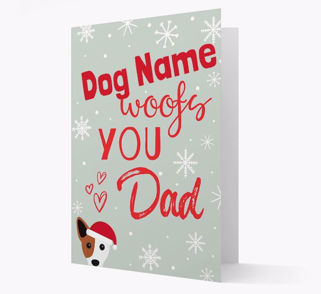 'I Woof You Dad' Card with your {breedFullName} Christmas Icon